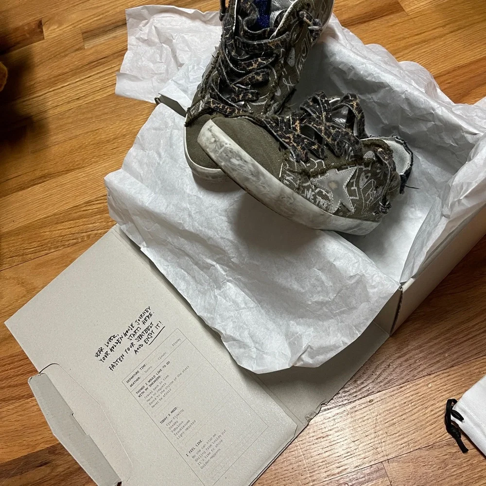 Golden Goose Limited Ed Super-Star sneakers green cotton w/contrasting white 39 - Picture 14 of 16